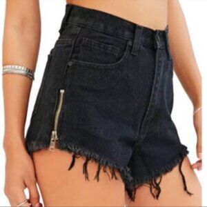 UNIf black denim high rise zip side cutoff shorts